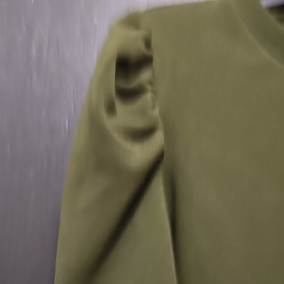Olive Green Women's Top with Button Detail - Picture 3 of 5